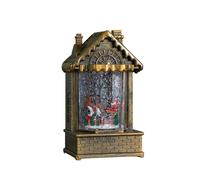 Samuel Alexander 20cm Dual Powered House Water Spinner with Santa & Sleigh & LEDs in Bronze Samuel Alexander Bronze