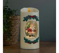 Samuel Alexander 20cm Dual Powered Light up Christmas Pillar Candle Water Spiner with Santa and LEDs