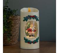 Samuel Alexander 20Cm Dual Powered Light Up Christmas Pillar Candle Water Spiner With Santa And Leds