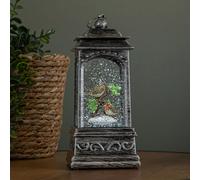 Samuel Alexander 20cm Dual Powered Light up Christmas Robin Water Spinner with White LEDs