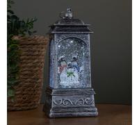 Samuel Alexander 20Cm Dual Powered Light Up Christmas Water Spinner With 3 Snowmen And White Leds