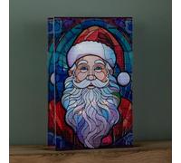 Samuel Alexander 21cm Battery Operated Double Sided Stained Glass Santa Decoration with LEDs