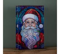 Samuel Alexander 21Cm Battery Operated Double Sided Stained Glass Santa Decoration With Leds