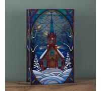 Samuel ALEXANDER 21cm Battery Operated Light up Double Sided Stained Glass Victorian Church Decoration with LEDs