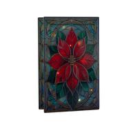 21cm Battery Operated Light up Double Sided Stained Glass Poinsettia Decoration with LEDs