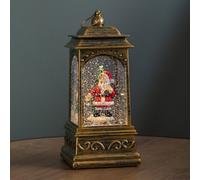 Samuel Alexander 21Cm Dual Powered Light Up Rustic Gold Christmas Water Spinner Decoration With Santa Scene