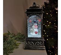 Samuel ALEXANDER 21cm Glitter Water Spinner Lantern - Snowman