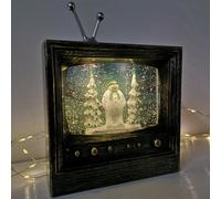 Samuel Alexander 21Cm Musical Dual Power Led Christmas Glitter Water Spinner Retro Tv The Snowman & The Snow Dog™ Scene