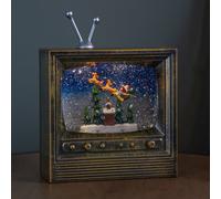 Samuel Alexander 22Cm Battery Operated Light Up Antique Gold Tv Christmas Water Spinner With Santa Scene & Leds