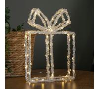 Samuel Alexander 22cm Light up Acrylic Christmas Present with 80 Warm White LEDs