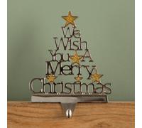 Samuel Alexander 22Cm Silver Christmas Stocking Hanger We Wish You A Merry Christmas