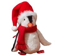 Samuel Alexander 22cm Soft Cuddly Puppa Penguin Christmas Decoration with Santa Hat in White Samuel Alexander White