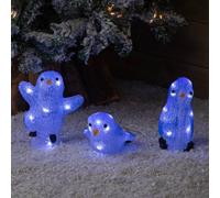 Samuel Alexander 23cm Set of 3 Light up Acrylic Christmas Penguins with 30 Ice White LEDs Samuel Alexander White