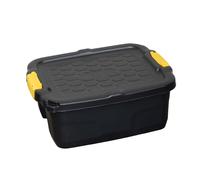 Samuel Alexander 24L Heavy Duty Lockable & Stackable Storage Tub Chest with Clips in Black Samuel Alexander Black