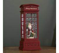 Samuel Alexander 25cm Battery Operated Light up Christmas Phone Box Water Spinner with Santa Scene & LEDs