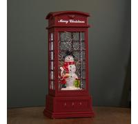 Samuel Alexander 25Cm Battery Operated Light Up Christmas Phone Box Water Spinner With Snowman Scene & Leds