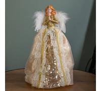 Samuel Alexander 25Cm Christmas Angel Tree Topper Decoration With Feather Wings In Gold