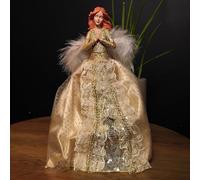 Samuel ALEXANDER 25cm Christmas Tree Topper Angel Decoration with Feather Wings in Gold