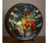 Samuel Alexander 25Cm Dual Powered Light Up Stained Glass Stag Christmas Decoration