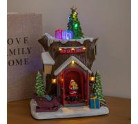 Santas Lodge Christmas Village Scene with 10 Multi-Coloured LEDs