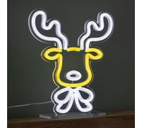 Samuel Alexander 25cm Light up Christmas Reindeer Face Table Top Neon Sign