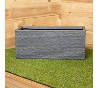 Samuel Alexander 25Cm Plastic Ash Grey Slate Effect Garden Patio Trough