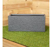 Samuel Alexander 25cm Plastic Ash Grey Slate Effect Garden Patio Trough