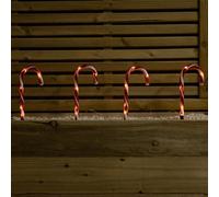 25cm Set of 12 Battery Powered Christmas Candy Cane Path Lights with 60 LEDs