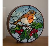 Samuel Alexander 25cm Stained Glass Robin Light Up Christmas Decoration with LEDs Samuel Alexander Multicolor