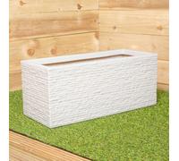 Samuel Alexander 25cm Stone Coloured Plastic Slate Effect Garden Patio Trough - Plant Pots & Tubs