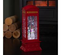 Samuel Alexander 26.5cm Premier Christmas Water Spinner Telephone Box Design with Snowman Scene Dual Power in Red Samuel Alexander Red