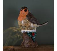 Samuel Alexander 26Cm Battery Operated Light Up Christmas Robin Water Spinner With Warm White Leds