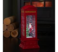 Samuel Alexander 26Cm Dual Powered Light Up Red Telephone Box Christmas Water Spinner With Santa Scene