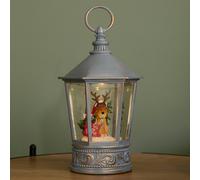 Samuel Alexander 26cm Grey Dual Power Light up Christmas Dog Water Spinner with Warm White LEDs