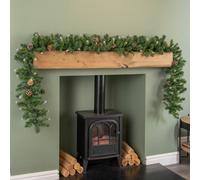 Samuel Alexander 270Cm (9Ft) X 25Cm Snow Tipped King Fir Christmas Garland With Pine Cones