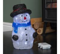 Samuel Alexander 27cm Battery Operated Light up Acrylic Christmas Snowman Decoration with White LEDs Samuel Alexander White
