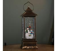 Samuel Alexander 27cm Battery Operated Light up Bronze Christmas Water Spinner with Snowman Scene & LEDs