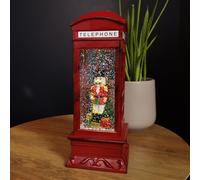 Samuel Alexander 27cm Battery Operated Light up Telephone Box Christmas Water Spinner with Nutcracker Scene in Red Samuel Alexander Red
