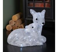 Samuel Alexander 27Cm Battery Powered Light Up Ice Frosted Christmas Doe & Fawn With Leds