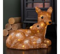 Samuel Alexander 27Cm Battery Powered Light Up Ice Frosted Christmas Doe & Fawn With Warm White Leds