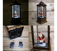 Samuel Alexander 27Cm Christmas Dual Powered Water Spinner Antique Effect Lantern With Santa Scene