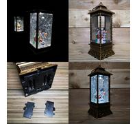 Samuel Alexander 27cm Christmas Dual Powered Water Spinner Antique Effect Lantern with Snowman Scene