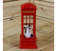 Samuel Alexander 27Cm Dual Power Led Christmas Glitter Water Spinner Red Phone Box Snowman Scene