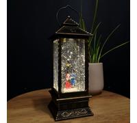 Samuel Alexander 27cm Dual Power Light up Christmas Glitter Water Spinner Rustic Lantern Carol Singing Scene with LEDs