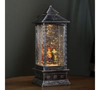 Samuel Alexander 27Cm Dual Powered Light Up Silver Lantern Christmas Water Spinner With Choir Scene