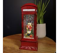 Samuel Alexander 27cm LED Christmas Glitter Water Spinner Red Telephone Box with Nutcracker Scene