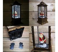 Samuel Alexander 27cm Premier Christmas Dual Powered Water Spinner Antique Effect Lantern with Santa Scene in Gold Samuel Alexander Gold