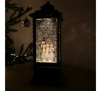 Samuel Alexander 27cm Premier Glitter Water Spinner LED Lantern Christmas Decoration with Snowman Scene