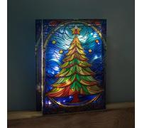 Samuel ALEXANDER 28cm Battery Operated Light up Christmas Tree Stained Glass Decoration with LEDs