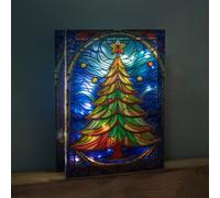 Samuel ALEXANDER 28cm Battery Operated Light up Christmas Tree Stained Glass Decoration with LEDs